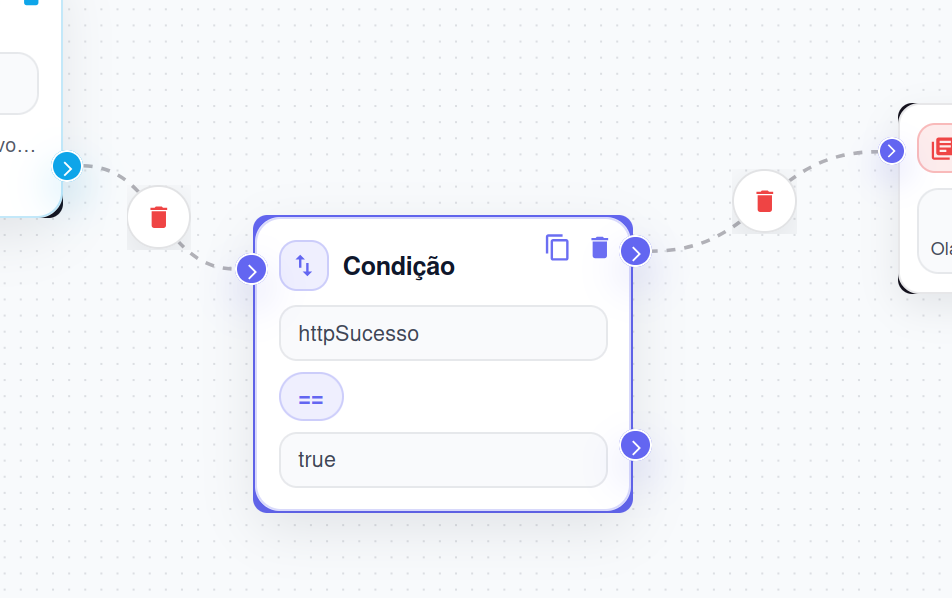 Saída A — verdadeiro (seta da direita)